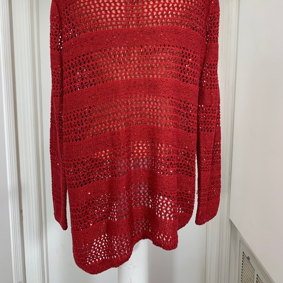 RAFAELLA Open Stitch Red Sweater Sequins tunic PL - Picture 5 of 5